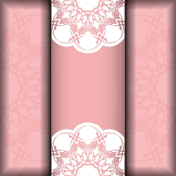 Шаблон Флаера Розового Цвета Роскошным Белым Рисунком Подготовленным Типографии — стоковый вектор