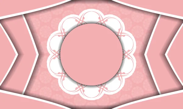 Pinkfarbene Banner Vorlage Mit Abstrakten Weißen Mustern Für Das Logo — Stockvektor