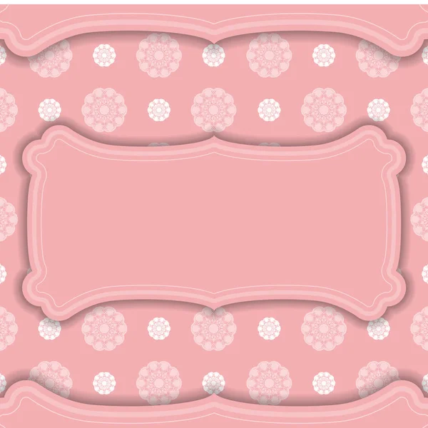 Pinkfarbene Banner Vorlage Mit Weißem Vintage Ornament Und Platz Für — Stockvektor