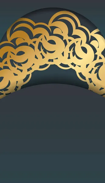 Шаблон Поздравительной Открытки Градиентным Зеленым Цветом Роскошным Золотым Узором Вашего — стоковый вектор