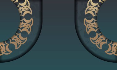 Logo tasarımı için klasik altın desenli yeşil gradyan şablonu