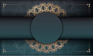 Logonuz altında tasarım için soyut altın desenli yeşil gradyan şablonu