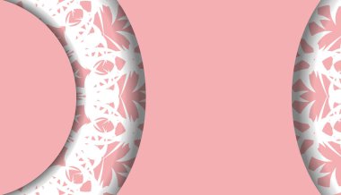 Lüks beyaz desenli pembe pankart şablonu ve logonuz veya metniniz için boşluk