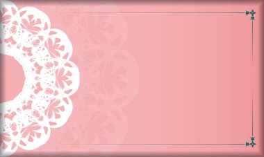 Soyut beyaz süslemeli pembe renk pankart şablonu ve logo veya metin için yer