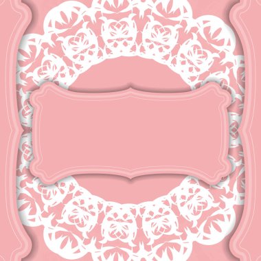 Metnin altında tasarım için lüks beyaz süslemeli pembe pankart