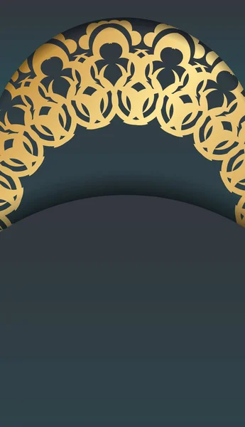 Шаблон Зеленого Градиента Винтажным Золотым Узором Пространством Вашего Логотипа — стоковый вектор