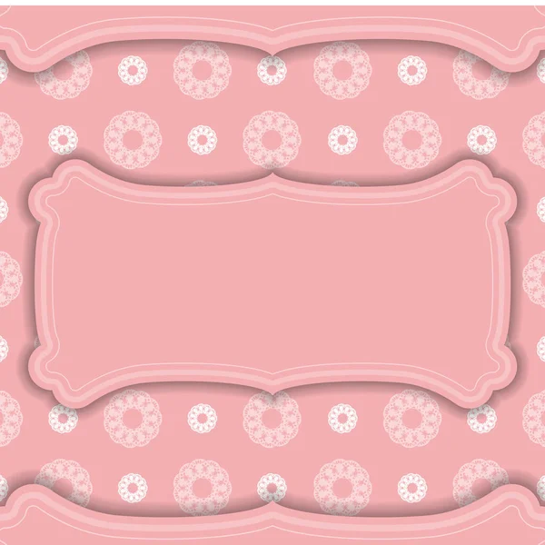 Grußkarten Vorlage Rosa Farbe Mit Luxuriösem Weißen Muster Für Den — Stockvektor
