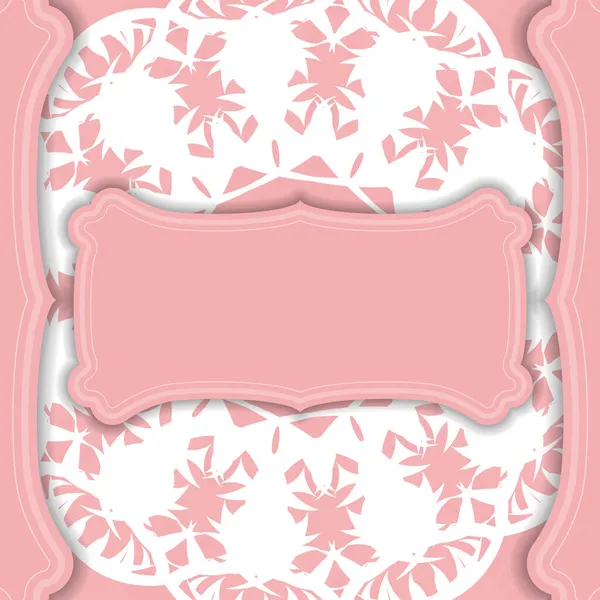 Modèle Carte Voeux Rose Avec Motif Blanc Luxueux Pour Votre — Image vectorielle
