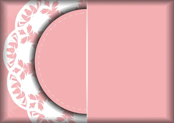 Modèle Carte Vœux Couleur Rose Avec Motif Mandala Blanc Pour — Image vectorielle