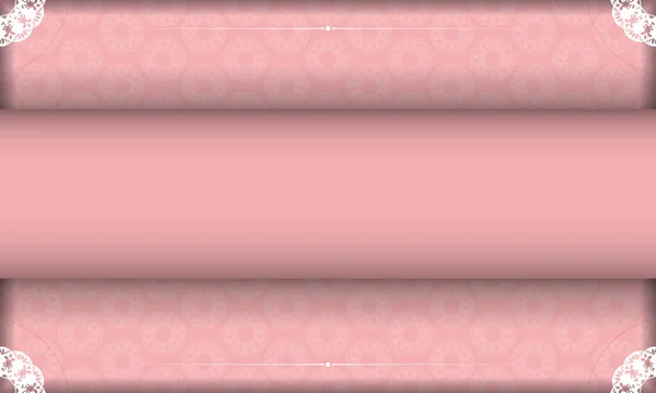 Roze Banner Sjabloon Met Abstract Wit Ornament Plaats Voor Logo — Stockvector