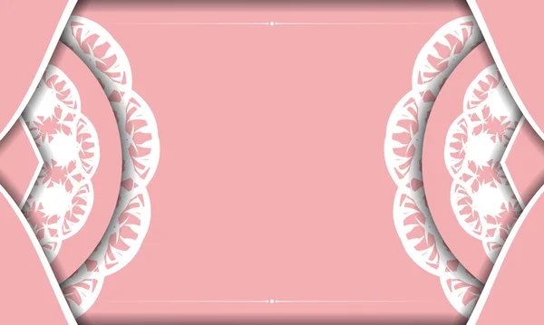 Plantilla Banner Color Rosa Con Patrón Blanco Abstracto Para Diseño — Vector de stock