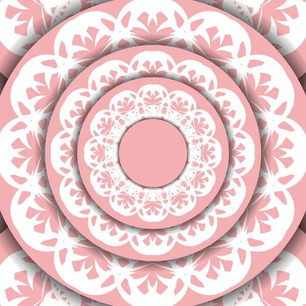 Modèle Bannière Rose Avec Ornement Blanc Vintage Espace Pour Votre — Image vectorielle