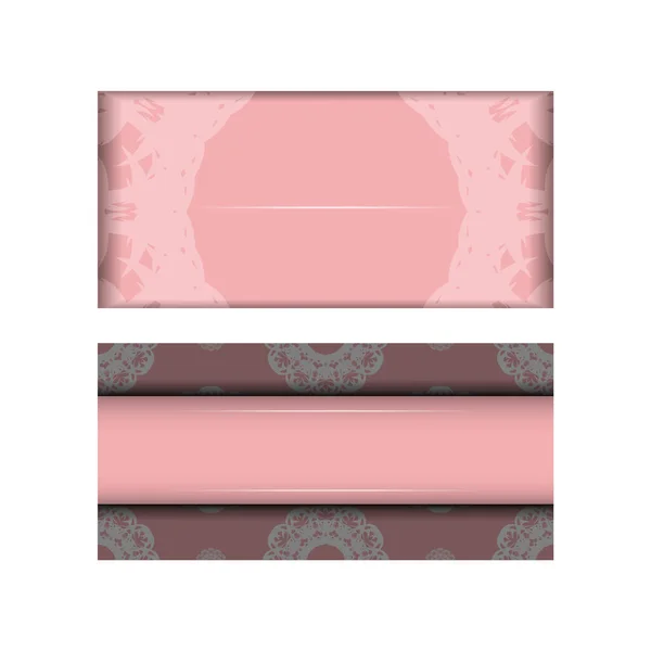 Brochure Modello Congratulazione Colore Rosa Con Motivo Vintage Bianco Tuo — Vettoriale Stock