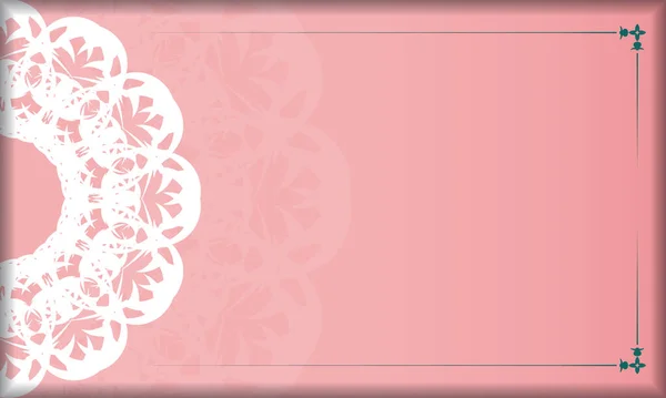 Roze Banner Sjabloon Met Abstract Wit Ornament Plaats Voor Logo — Stockvector