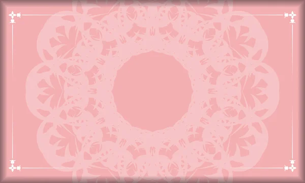 Рожевий Колір Прапора Шаблон Грецькими Білими Прикрасами Простір Вашого Логотипу — стоковий вектор