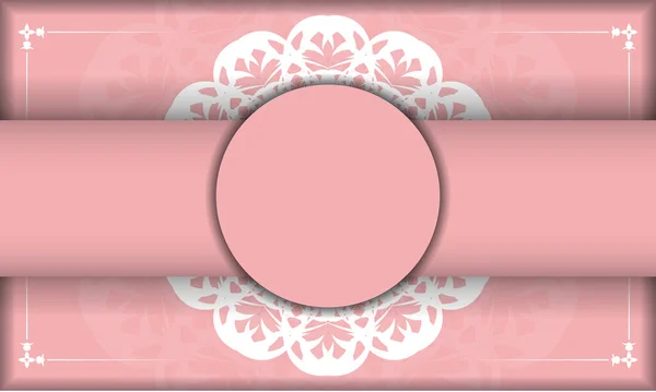 Ροζ Χρώμα Banner Πρότυπο Vintage Λευκό Μοτίβο Για Σχεδιασμό Κάτω — Διανυσματικό Αρχείο