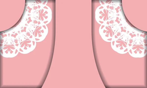 Шаблон Розового Цвета Роскошным Белым Орнаментом Дизайна Вашим Логотипом Текстом — стоковый вектор