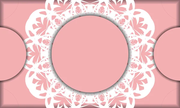 Modèle Bannière Couleur Rose Avec Des Ornements Blancs Indiens Pour — Image vectorielle