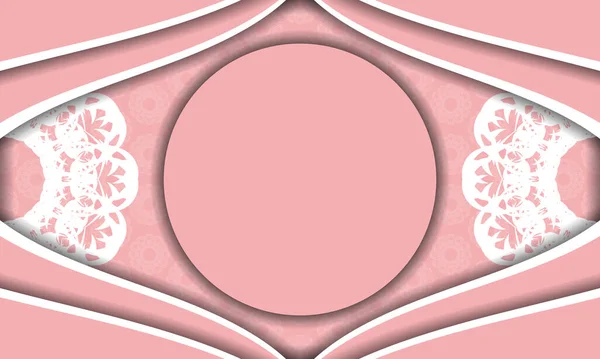 ピンクのバナーとヴィンテージホワイトパターンとあなたのテキストの下に配置 — ストックベクタ