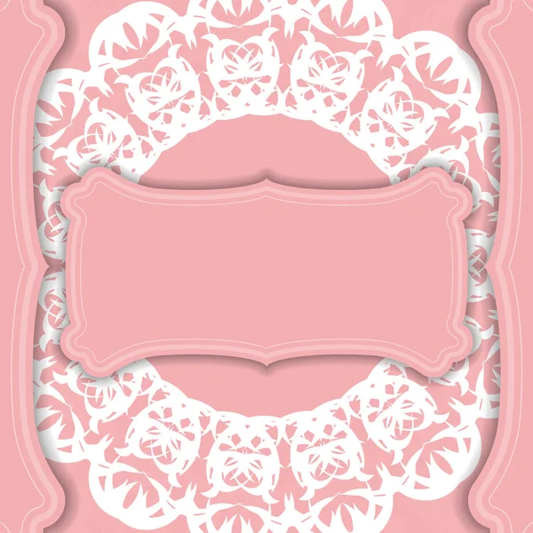 Bannière Rose Avec Ornement Blanc Luxueux Pour Conception Sous Votre — Image vectorielle