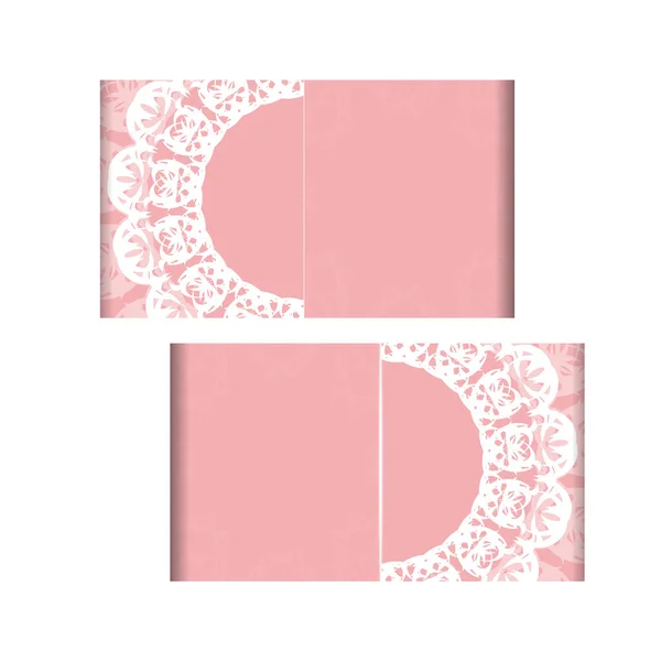 Modèle Flyer Accueil Rose Avec Motif Blanc Vintage Préparé Pour — Image vectorielle