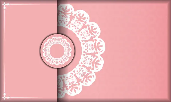 Baner Rózsaszín Színű Absztrakt Fehér Dísz Design Szöveg Alatt — Stock Vector