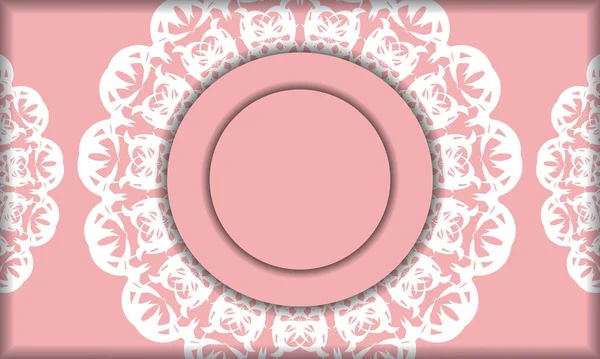 Bannière Rose Avec Ornement Blanc Mandala Place Pour Texte — Image vectorielle