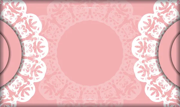 Bannière Rose Avec Ornement Blanc Abstrait Place Pour Texte — Image vectorielle