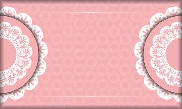 Baner Rosa Con Patrón Blanco Vintage Para Diseño Debajo Del — Vector de stock