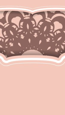 Pembe renkli tebrik kartı. Tasarımınız için süslü süsler..