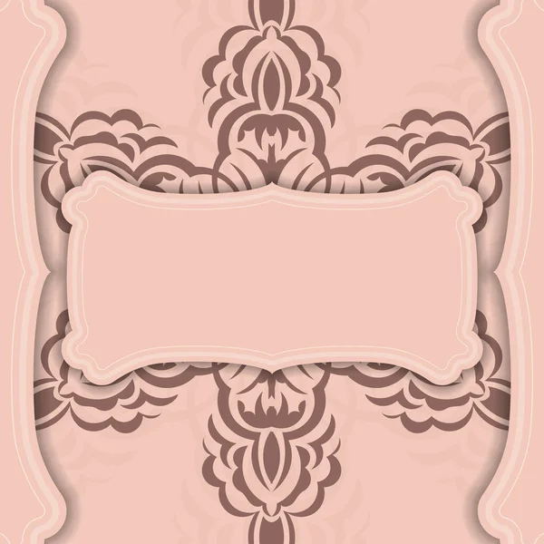 Розовая Открытка Винтажным Орнаментом Поздравлений — стоковый вектор