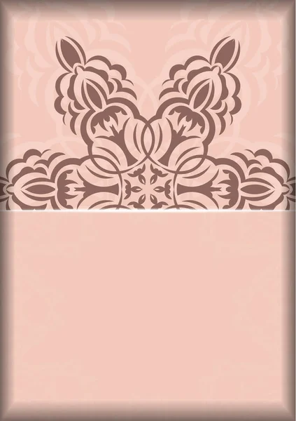 Carte Postale Rose Avec Ornement Abstrait Pour Vos Félicitations — Image vectorielle