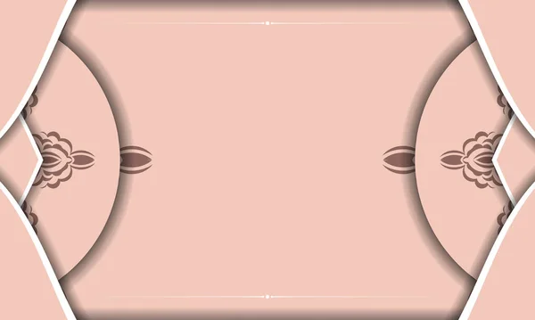 Брошура Рожевому Кольорі Вінтажним Орнаментом Підготовлена Типографії — стоковий вектор