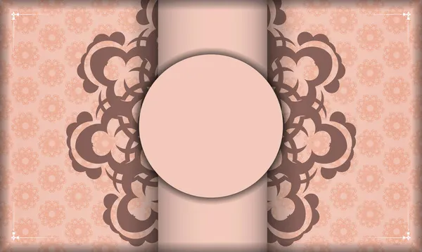 Брошюра Розового Цвета Мандаловым Орнаментом Вашего Дизайна — стоковый вектор