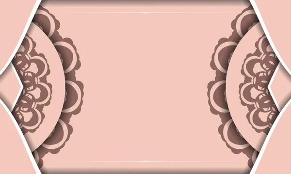 Folleto Felicitación Color Rosa Con Adorno Vintage Para Sus Felicitaciones — Vector de stock