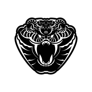 Snake Head Logo Maskot Amblemi. Spor logosu konsepti vektörü.