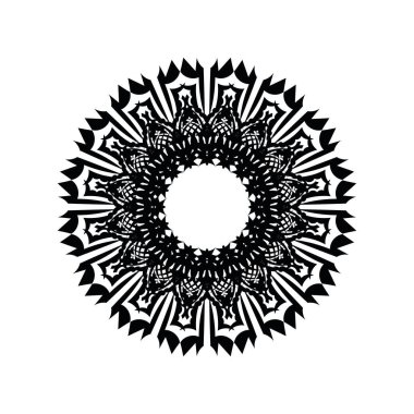 Henna, Mehndi, dövme, dekorasyon için mandala şeklinde dairesel desen. Etnik doğu tarzında dekoratif süs. Boyama kitabı sayfası.