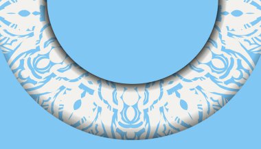 Klasik beyaz süslemeli mavi pankart ve metin için yer