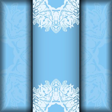 Tasarımınız için klasik beyaz desenli mavi renkli kart.