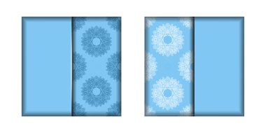 Tasarım için Yunanca beyaz desenli mavi renkli tebrik kartı.