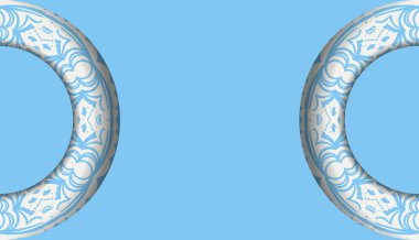 Klasik beyaz desenli mavi pankart ve logo alanı