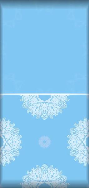 Tarjeta Color Azul Con Mandala Con Patrón Blanco Para Tus — Vector de stock