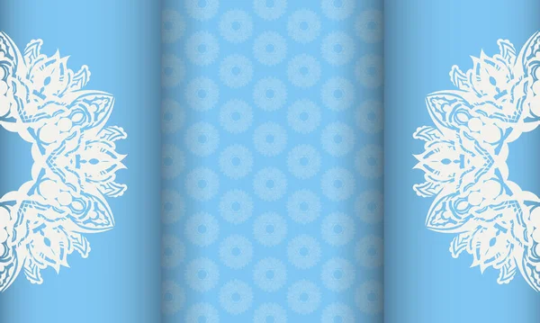 Blaues Banner Mit Weißem Ornament Für Die Gestaltung Unter Ihrem — Stockvektor