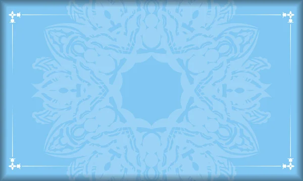 Baner Color Azul Con Adorno Abstracto Blanco Para Diseño Bajo — Archivo Imágenes Vectoriales