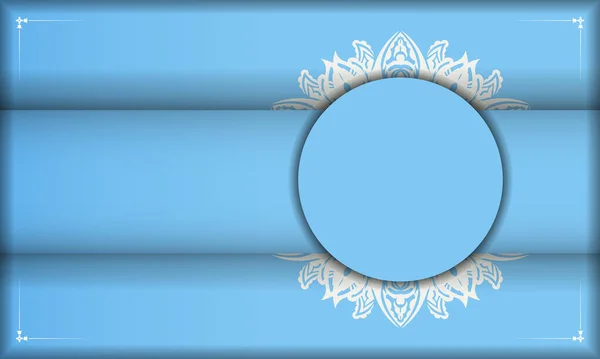 Metnin Altında Tasarım Için Yunanca Beyaz Süslemeli Mavi Renk Pankartı — Stok Vektör