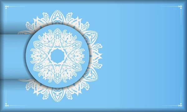 Светло Синий Баннер Винтажным Белым Рисунком Пространством Текста — стоковый вектор