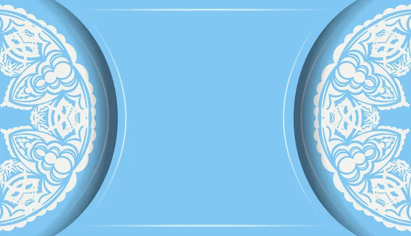 Светло Синий Баннер Старым Белым Узором Логотипом — стоковый вектор