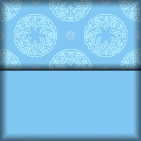 Брошюра Голубого Цвета Белыми Орнаментами Вашего Дизайна — стоковый вектор