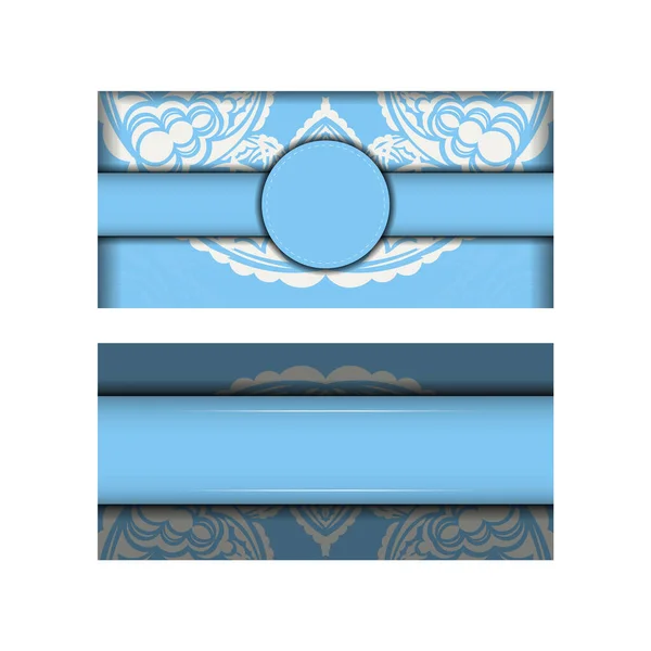 Folleto Color Azul Con Ornamentos Blancos Vintage Para Diseño — Archivo Imágenes Vectoriales