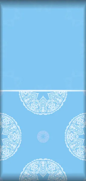 Folleto Color Azul Con Patrón Blanco Vintage Para Diseño — Vector de stock